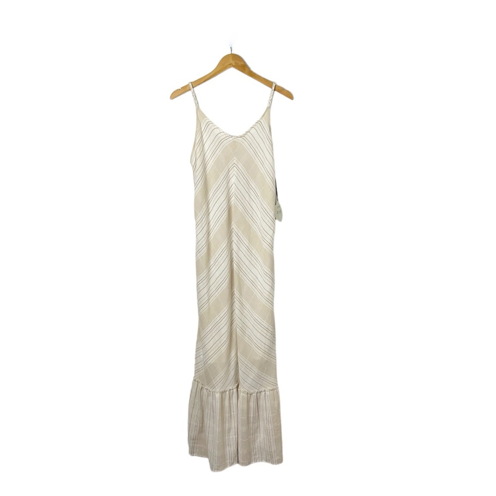 Knox‎ Rose Stripe Maxi Dress Size Large New Tan
